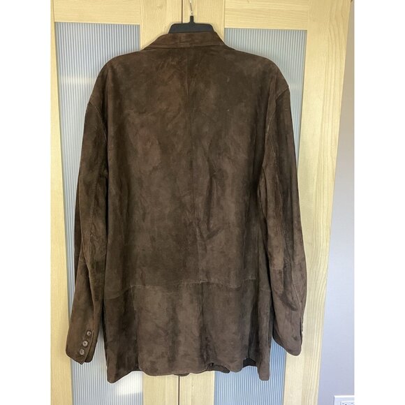 The Territory Ahead Jacket Mens Large Brown Cho Suede Leather Blazer 3 Button - Picture 3 of 4